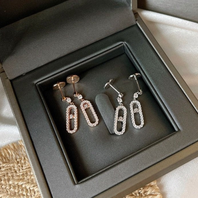 [⭐Veyra]DORMEUSES MOVE UNO DIAMOND EARRINGS