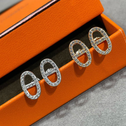 [⭐Veyra]HM FULL DIAMOND PIG NOSE STUD EARRINGS