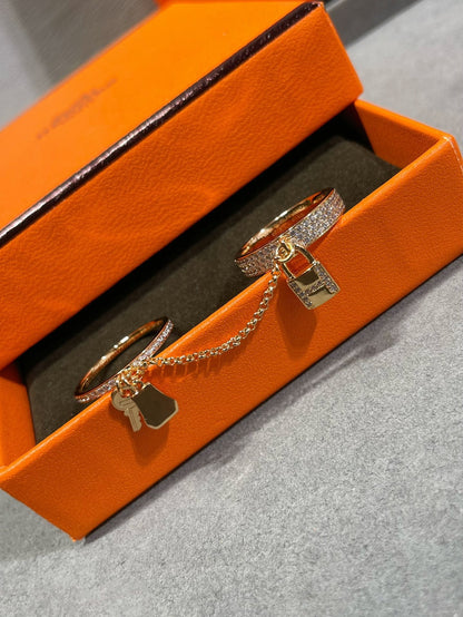 [⭐Veyra]HM KELLY CLOCHETTE DOUBLE RING IN  WITH DIAMONDS