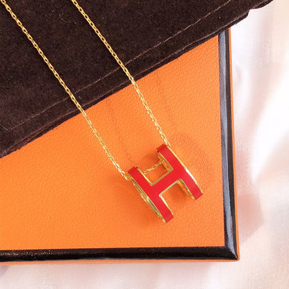 [⭐Veyra]HM CLIC RED ENAMEL GOLD NECKLACE