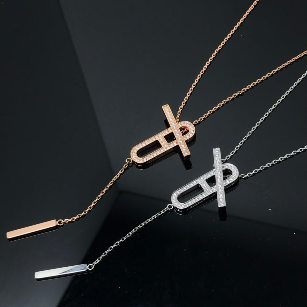 [⭐Veyra]HM NECKLACE PLATINUM ROSE GOLD DIAMOND