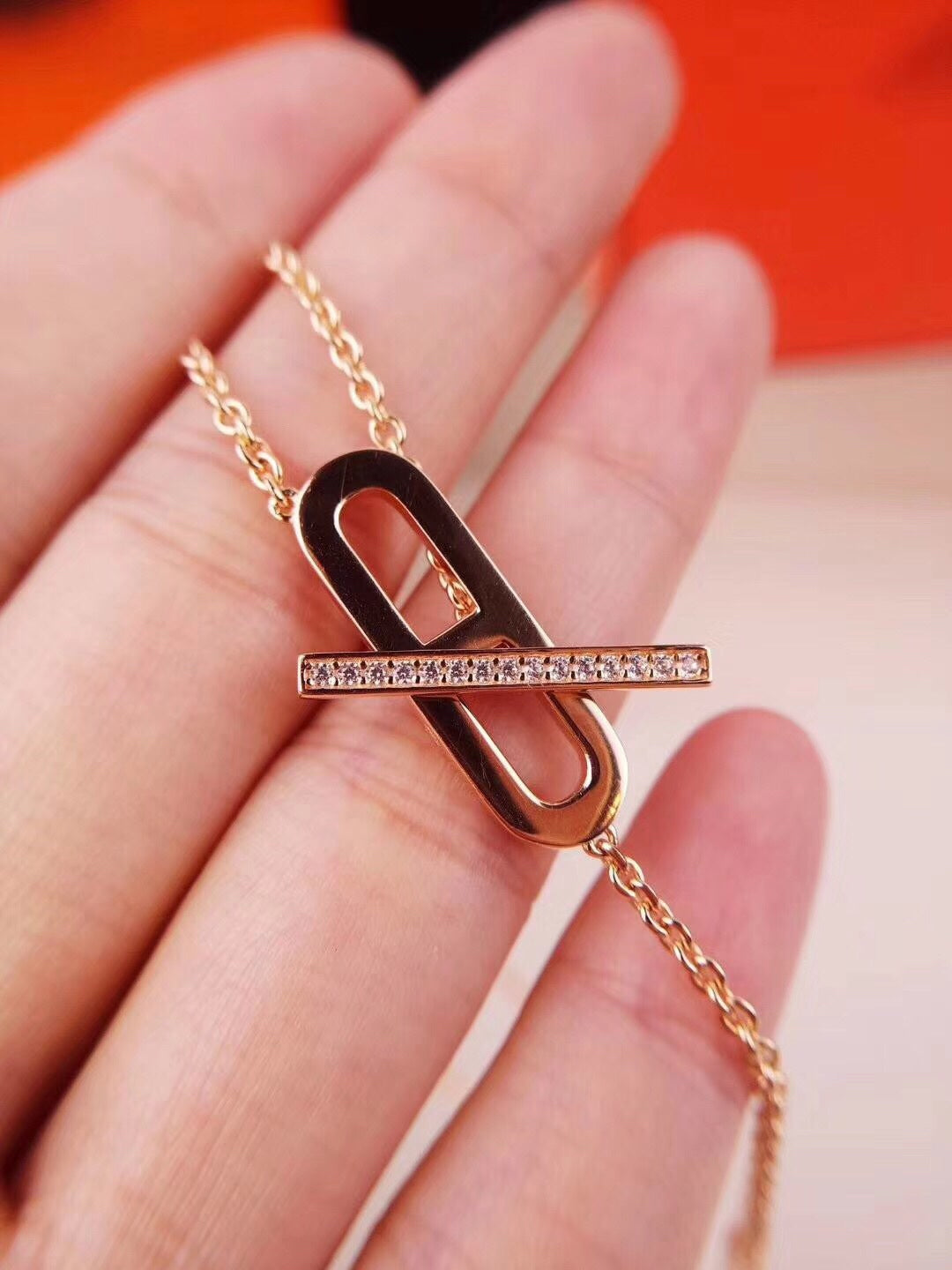 [⭐Veyra]HM NECKLACE PLATINUM ROSE GOLD DIAMOND