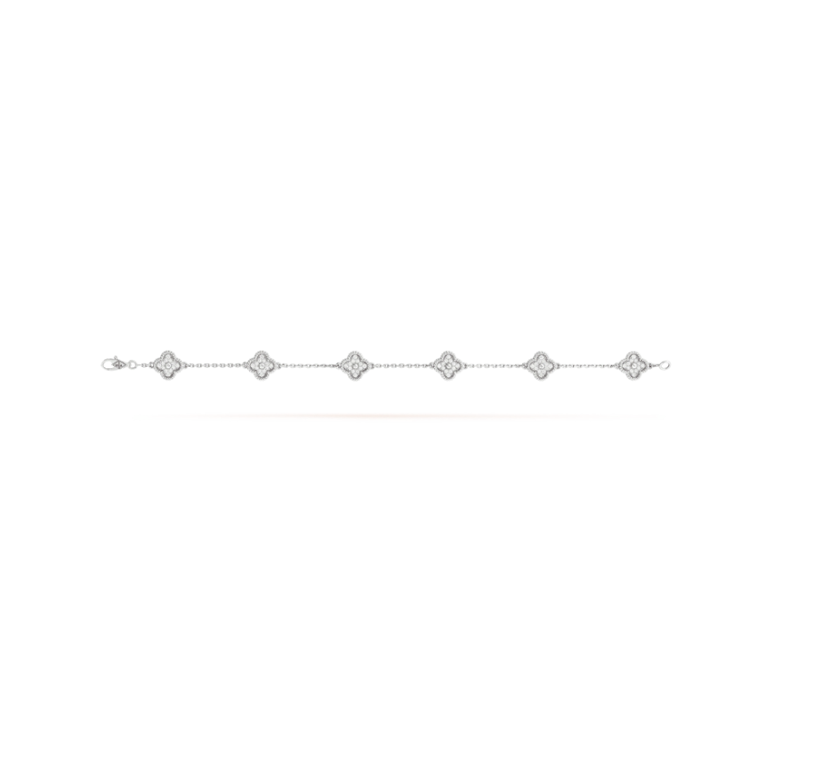 [⭐Veyra]CLOVER 6 MOTIF SILVER DIAMOND BRACELET