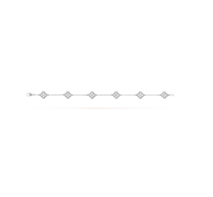 [⭐Veyra]CLOVER 6 MOTIF SILVER DIAMOND BRACELET