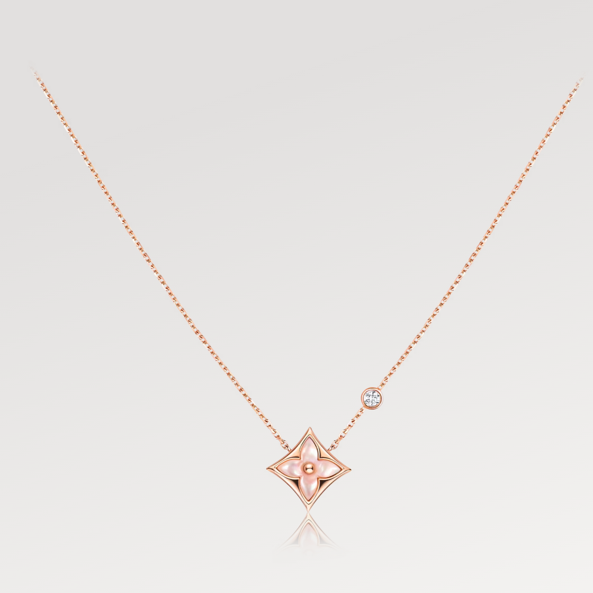 [⭐Veyra]STAR PINK MOP 1 DIAMOND PINK GOLD NECKLACE