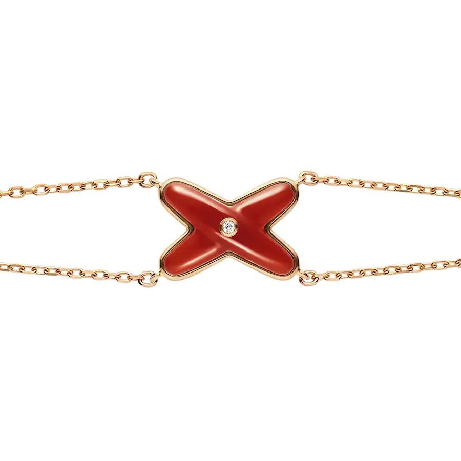 [⭐Veyra]JEUX BRACELET CARNELIAN PINK GOLD 1 DIAMOND