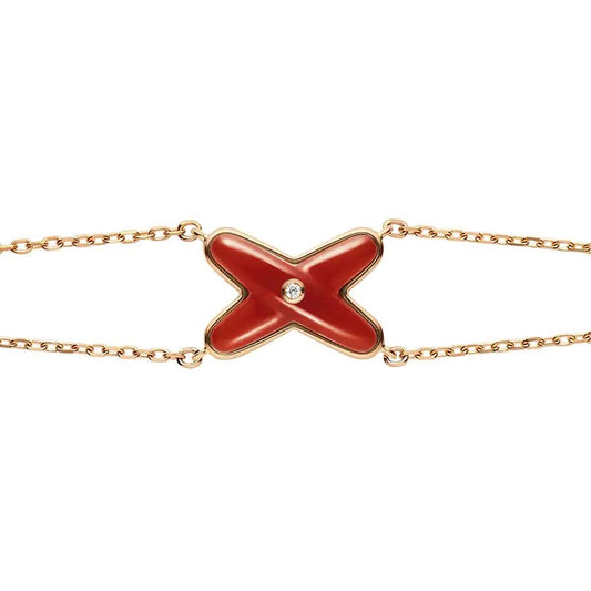 [⭐Veyra]JEUX BRACELET CARNELIAN PINK GOLD 1 DIAMOND