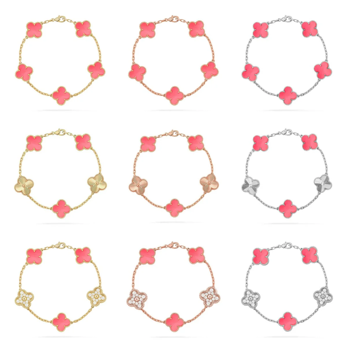 [⭐Veyra] CLOVER 5 MOTIFS  PINK MOP BRACELET COLLECTION