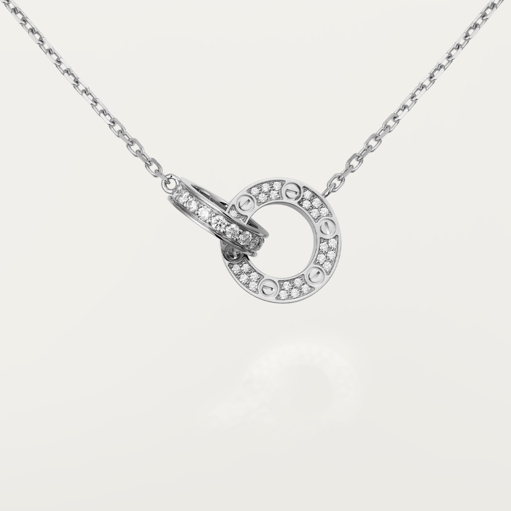 [⭐Veyra]LOVE 7.6MM NECKLACE ROSE GOLD AND SILVER  FULL DIAMOND