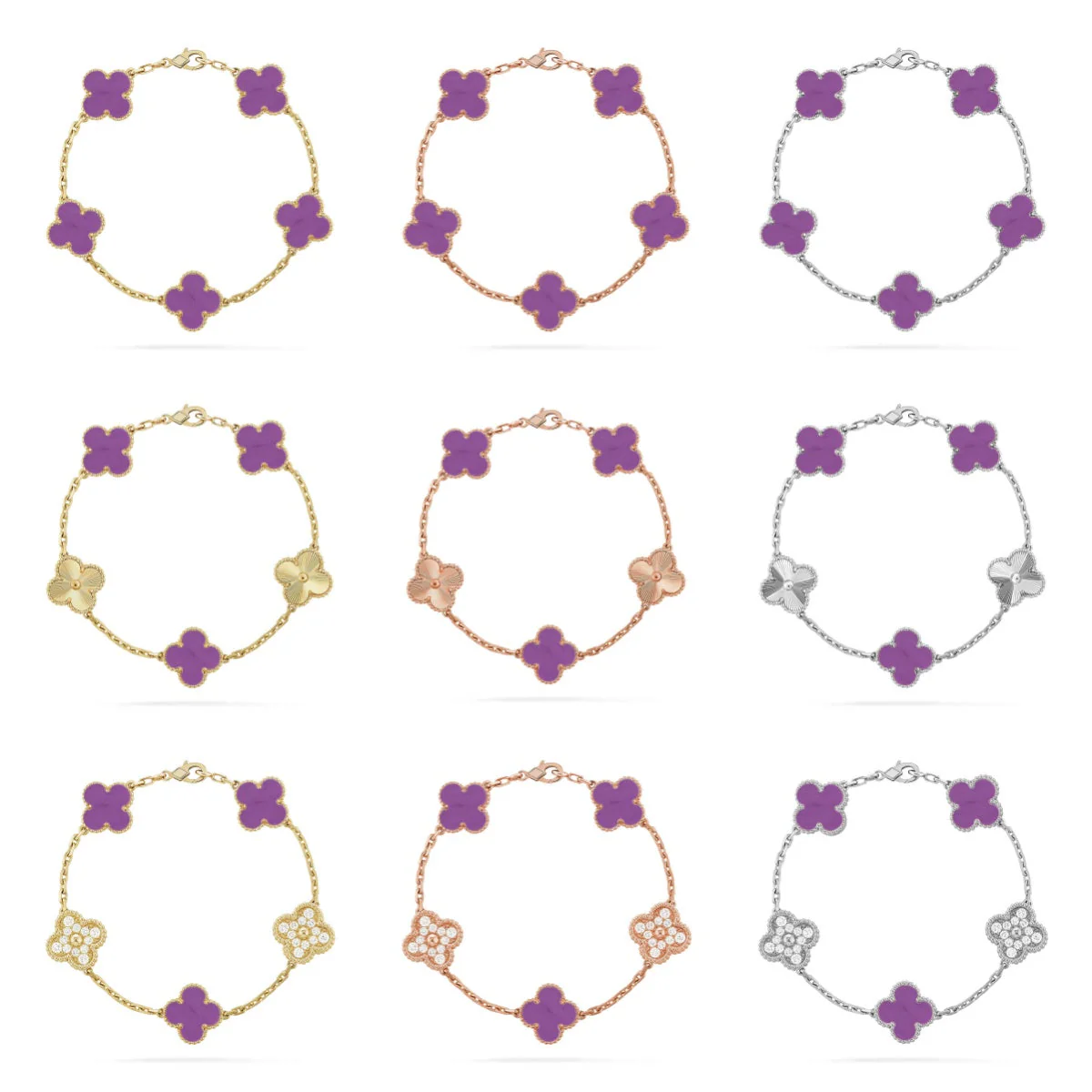 [⭐Veyra] CLOVER 5 MOTIF VIOLET BRACELET COLLECTION