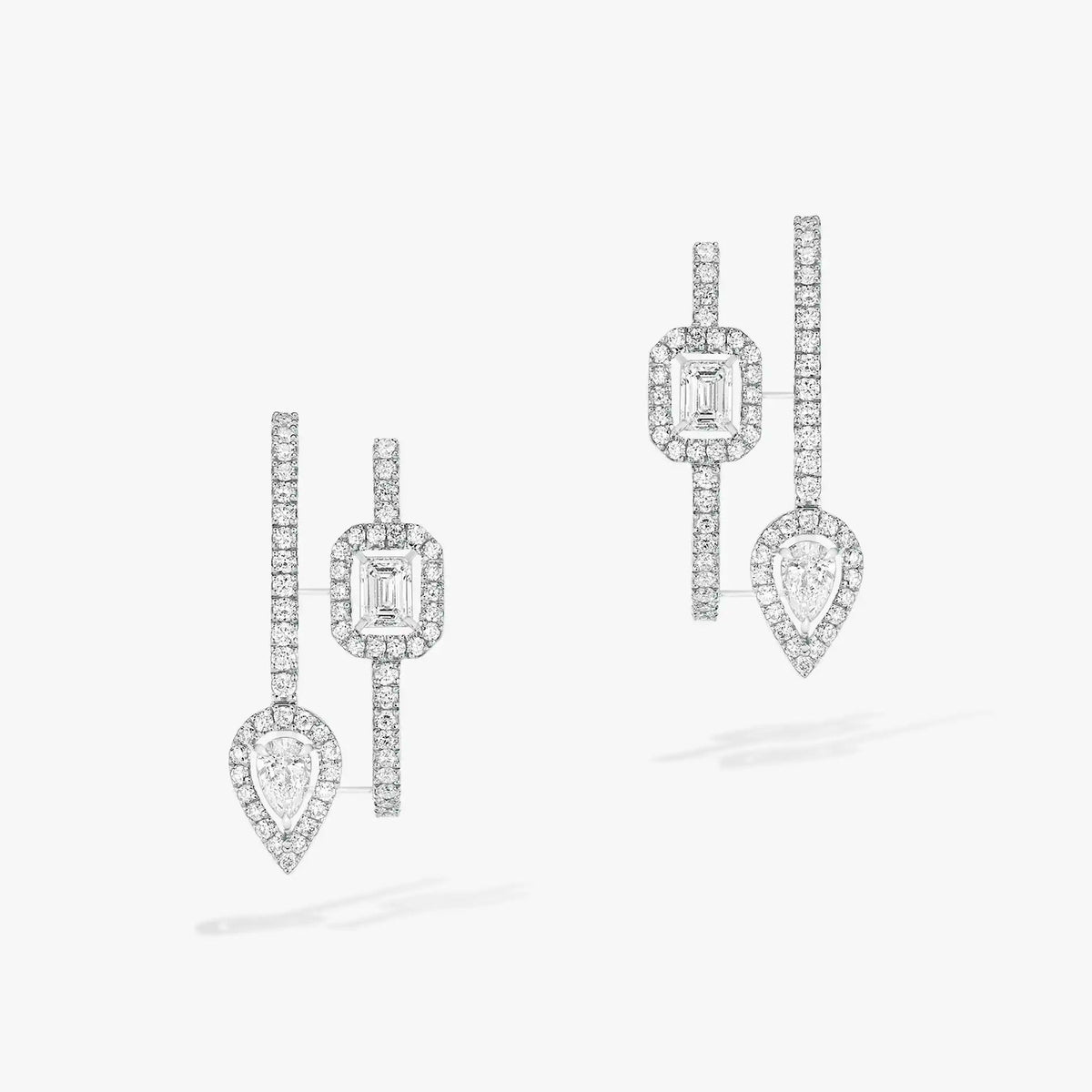 [⭐Veyra]CREOLES MY TWIN 2 RANGS SILVER DIAMOND EARRINGS