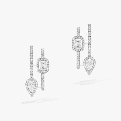 [⭐Veyra]CREOLES MY TWIN 2 RANGS SILVER DIAMOND EARRINGS