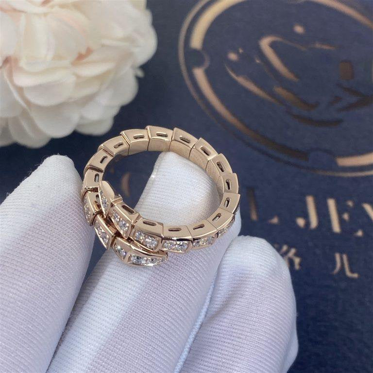 [⭐Veyra]SERPENTI RING PINK GOLD DIAMOND PAVED 4MM