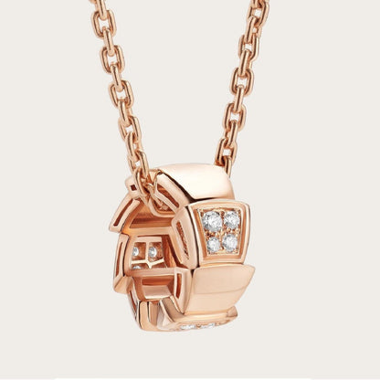 [⭐Veyra]SERPENTI PEDANT DIAMOND PINK GOLD NECKLACE