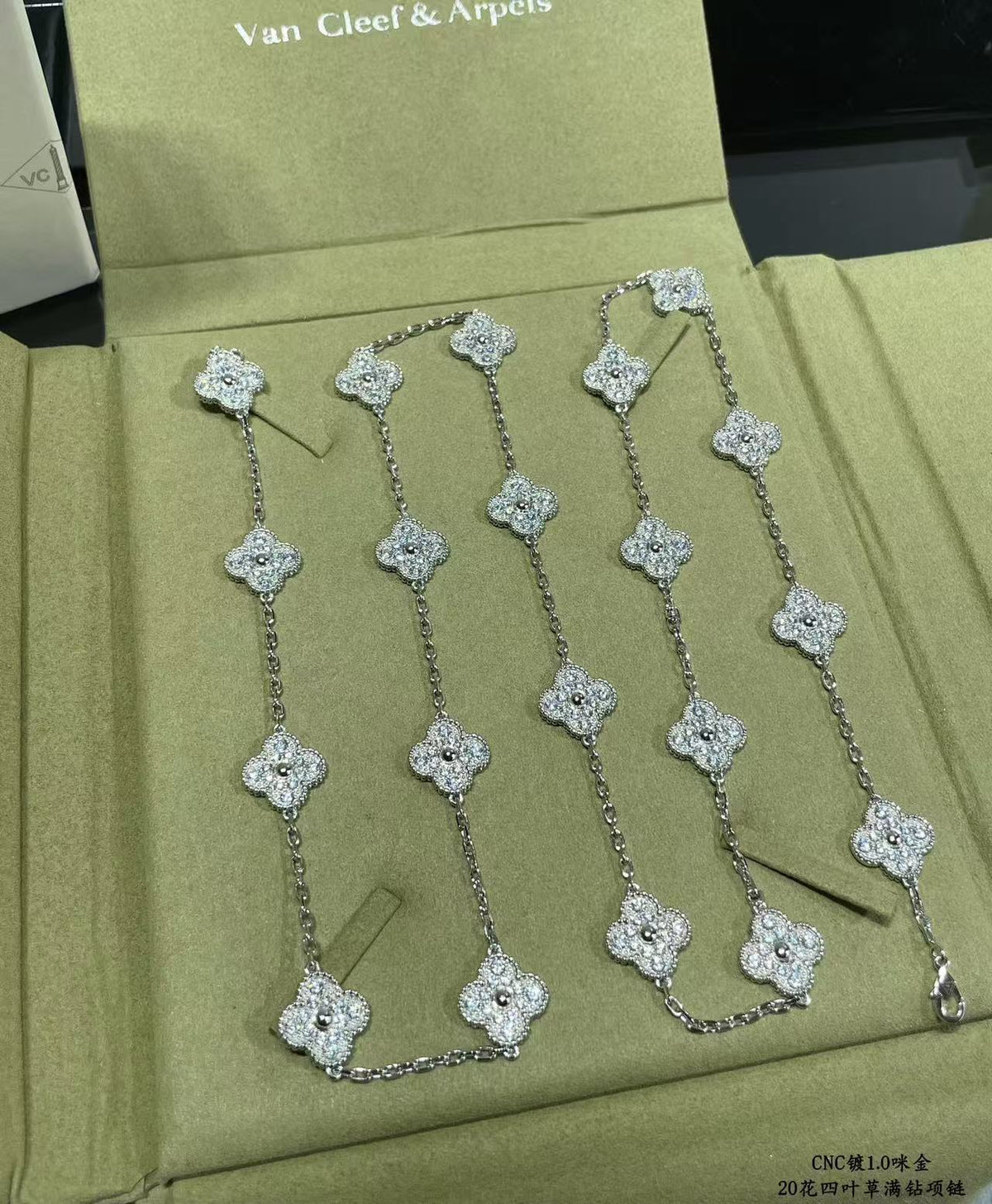 [⭐Veyra]CLOVER 20 MOTIFS FULL-DIAMOND NECKLACE