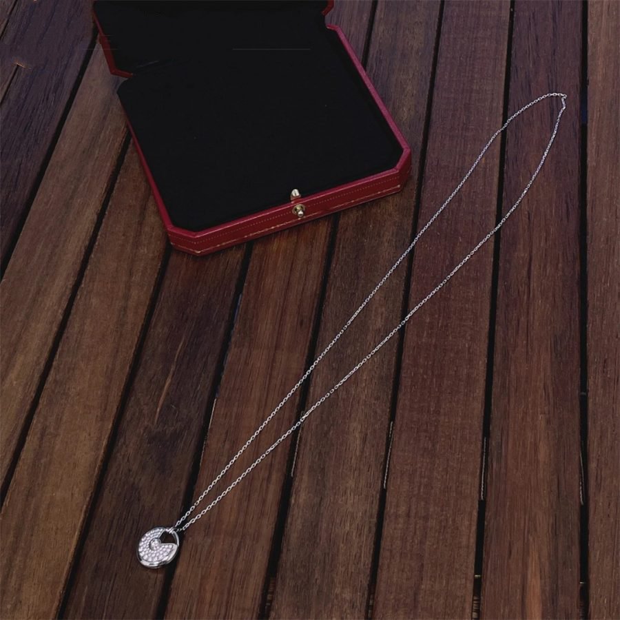 [⭐Veyra]AMULETTE SILVER FULL DIAMOND NECKLACE
