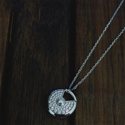 [⭐Veyra]AMULETTE SILVER FULL DIAMOND NECKLACE