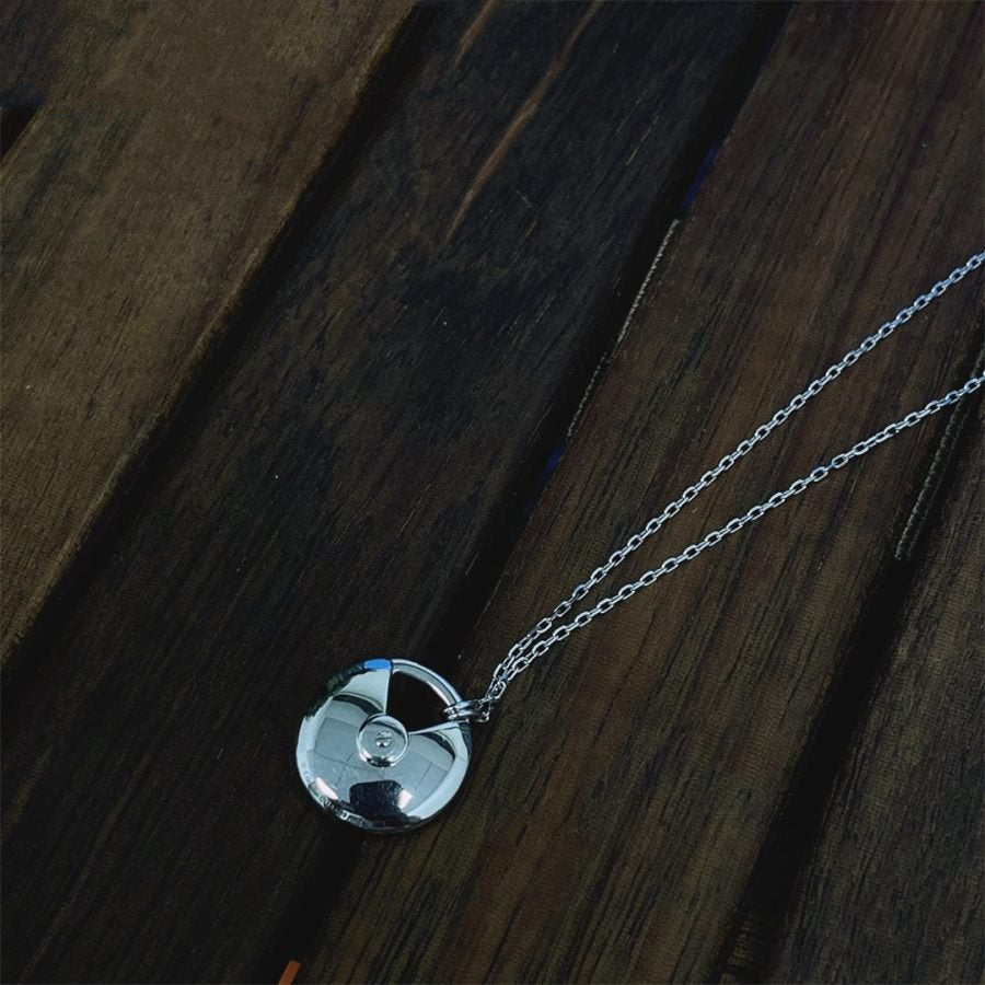 [⭐Veyra]AMULETTE SILVER FULL DIAMOND NECKLACE