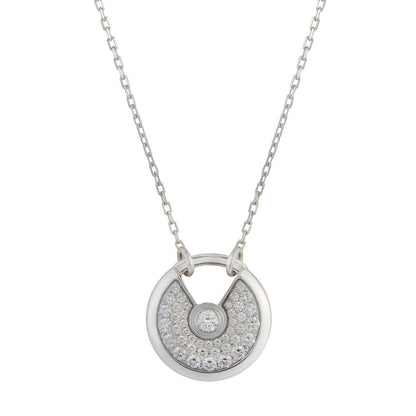 [⭐Veyra]AMULETTE SILVER FULL DIAMOND NECKLACE