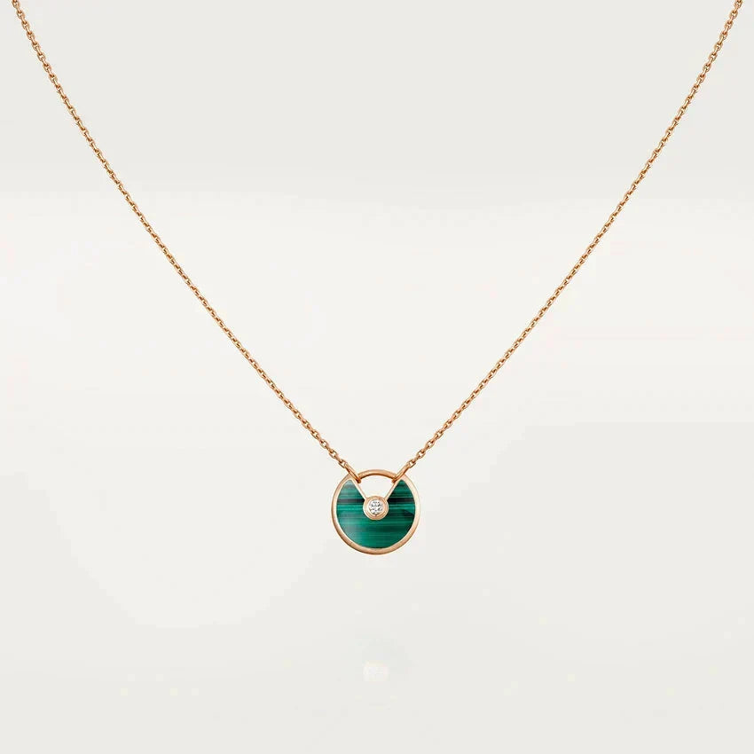 [⭐Veyra]AMULETTE ROSE GOLD MALACHITE NECKLACE