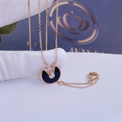 [⭐Veyra]AMULETTE ROSE GOLD ONYX NECKLACE