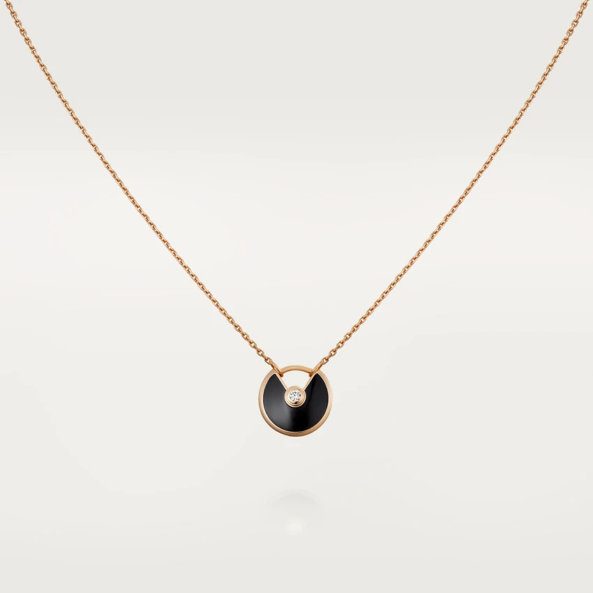 [⭐Veyra]AMULETTE ROSE GOLD ONYX NECKLACE