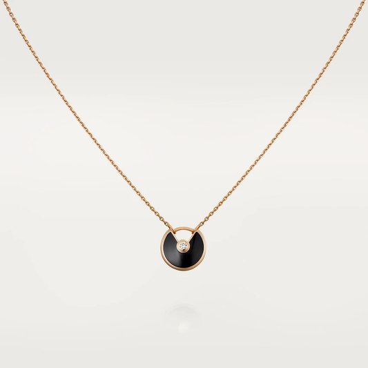 [⭐Veyra]AMULETTE ROSE GOLD ONYX NECKLACE