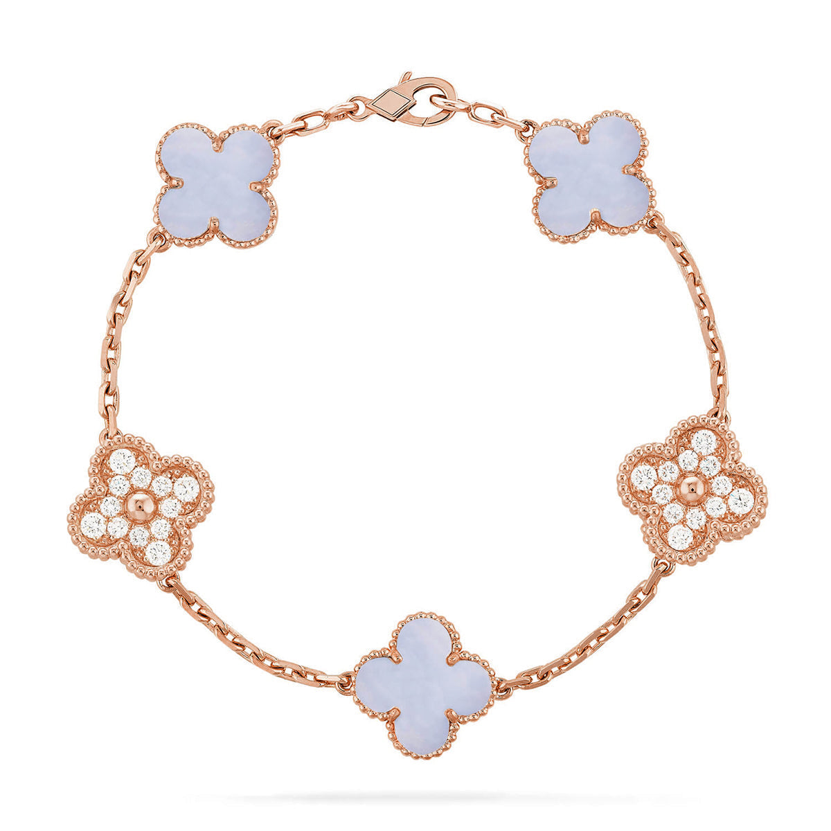 [⭐Veyra] CLOVER 5 MOTIF PURPLE CHALCEDONY BRACELET COLLECTION