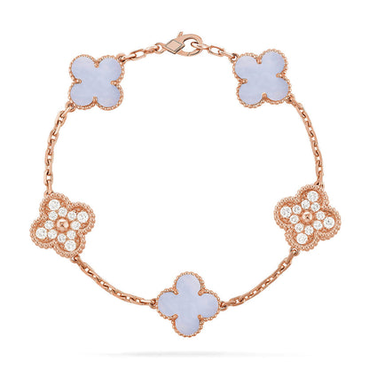 [⭐Veyra] CLOVER 5 MOTIF PURPLE CHALCEDONY BRACELET COLLECTION