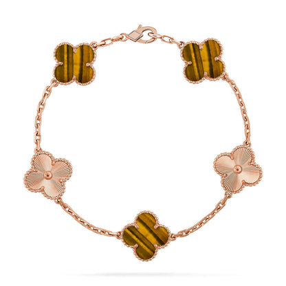 [⭐Veyra] CLOVER 5 MOTIFS TIGER EYE BRACELET COLLECTION