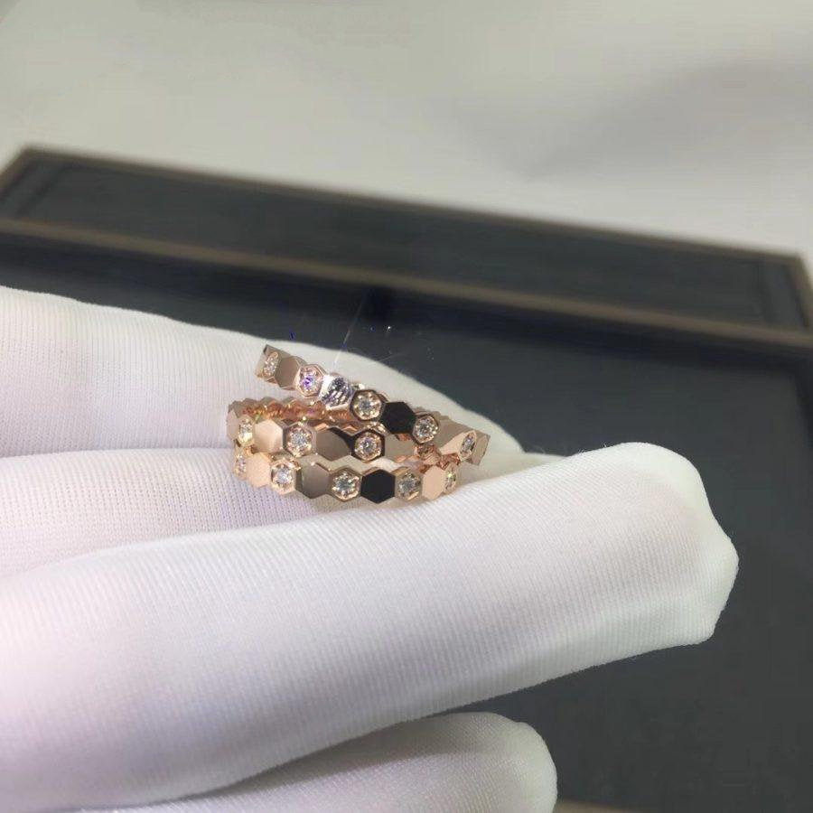 [⭐Veyra]BEE LOVE RING PINK GOLD DIAMOND