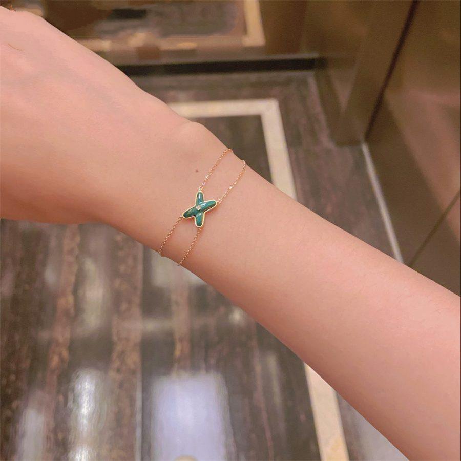 [⭐Veyra]JEUX BRACELET MALACHITE PINK GOLD 1 DIAMOND