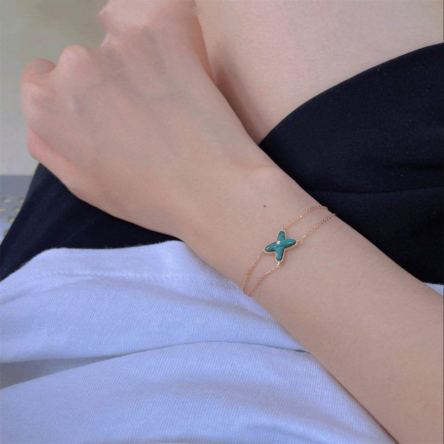 [⭐Veyra]JEUX BRACELET MALACHITE PINK GOLD 1 DIAMOND