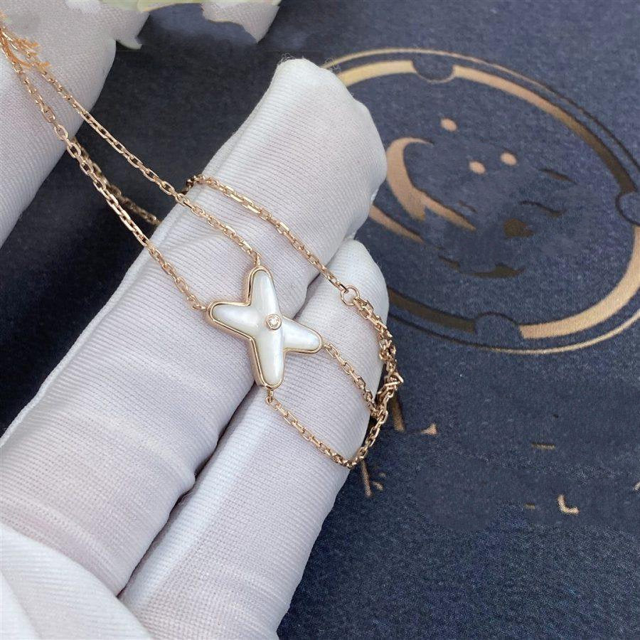 [⭐Veyra]JEUX BRACELET WHITE MOP PINK GOLD 1 DIAMOND