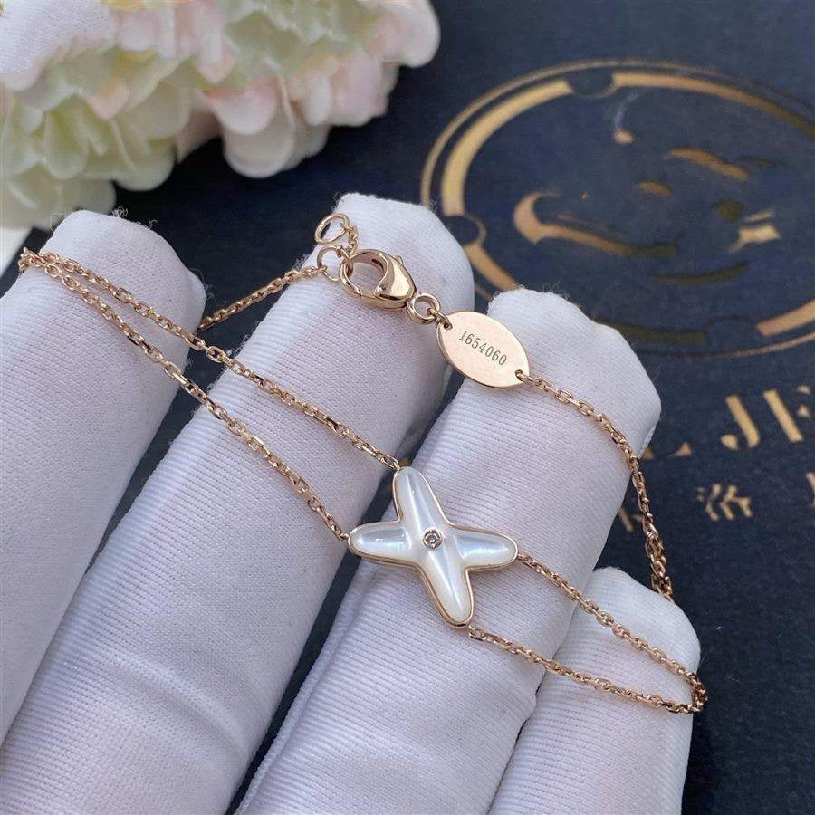 [⭐Veyra]JEUX BRACELET WHITE MOP PINK GOLD 1 DIAMOND