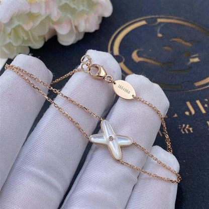 [⭐Veyra]JEUX BRACELET WHITE MOP PINK GOLD 1 DIAMOND