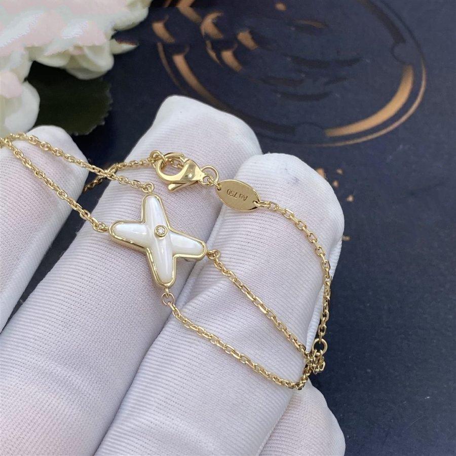 [⭐Veyra]JEUX BRACELET WHITE MOP GOLD 1 DIAMOND