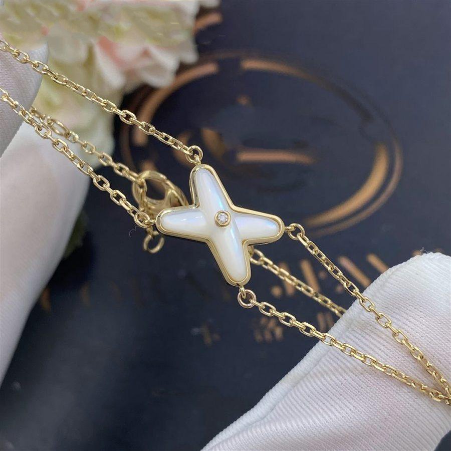 [⭐Veyra]JEUX BRACELET WHITE MOP GOLD 1 DIAMOND