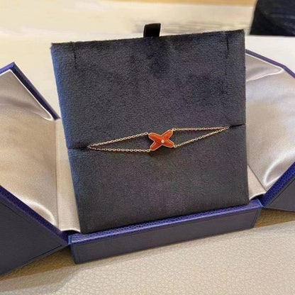 [⭐Veyra]JEUX BRACELET CARNELIAN PINK GOLD 1 DIAMOND