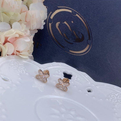 [⭐Veyra]JEUX DE PINK GOLD DIAMOND EARRINGS