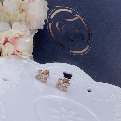 [⭐Veyra]JEUX DE PINK GOLD DIAMOND EARRINGS
