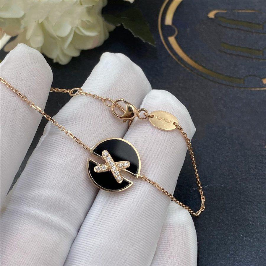 [⭐Veyra]JEUX DE BRACELET ONYX PINK GOLD DIAMOND