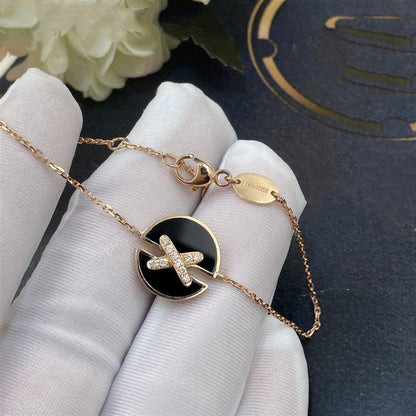 [⭐Veyra]JEUX DE BRACELET ONYX PINK GOLD DIAMOND