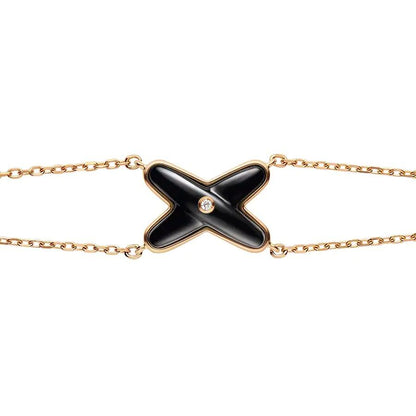 [⭐Veyra]JEUX BRACELET ONYX PINK GOLD 1 DIAMOND