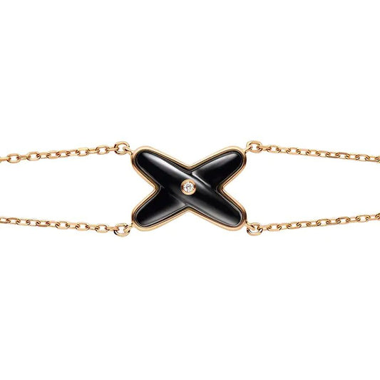 [⭐Veyra]JEUX BRACELET ONYX PINK GOLD 1 DIAMOND