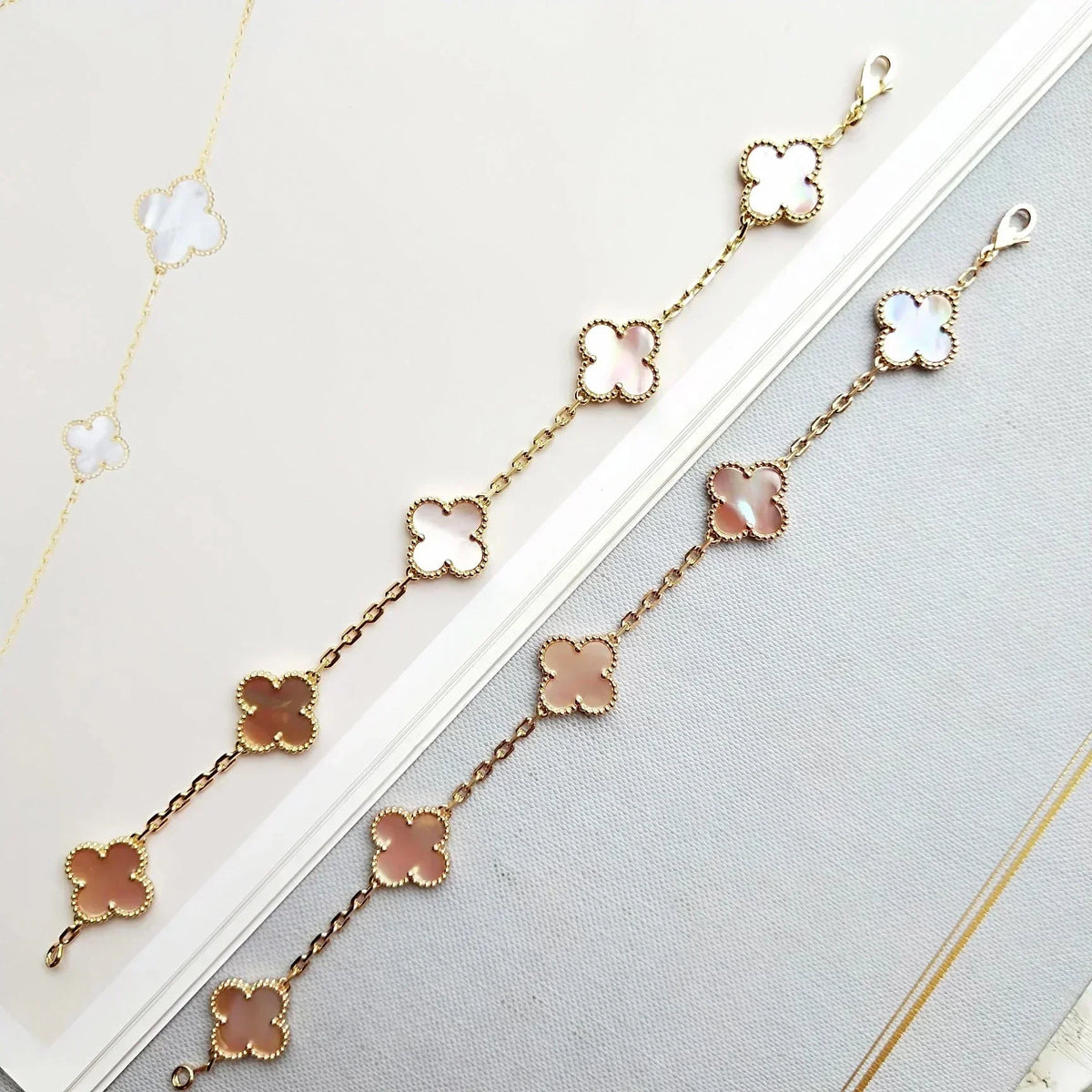 [⭐Veyra] CLOVER 5 MOTIFS  PINK MOP BRACELET COLLECTION