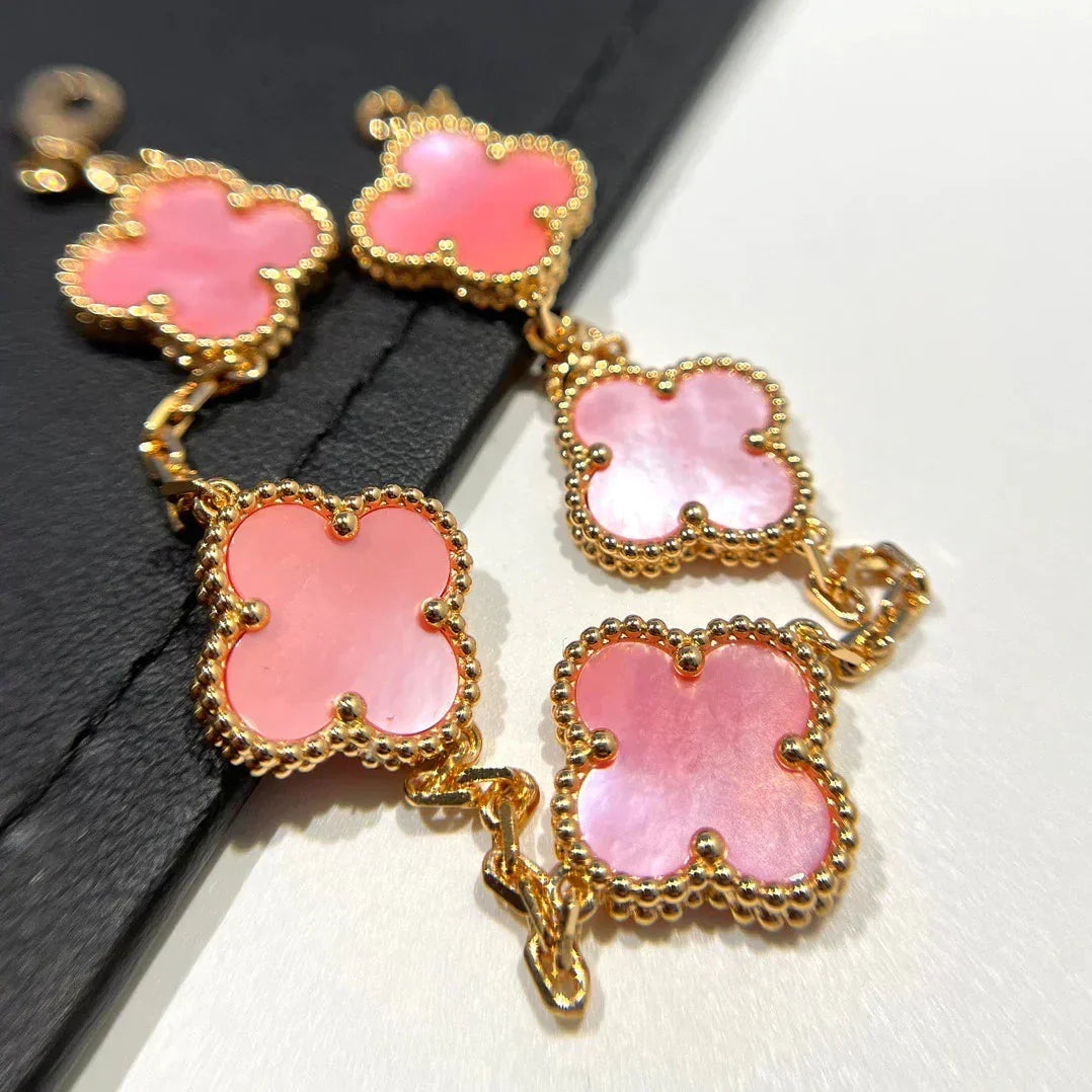 [⭐Veyra] CLOVER 5 MOTIFS  PINK MOP BRACELET COLLECTION