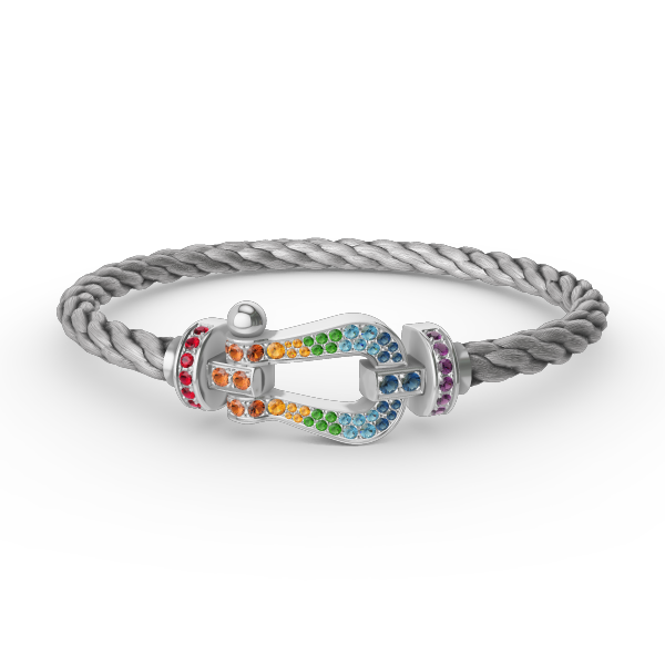 [⭐Veyra]FORC LARGE HORSESHOE  COLORED DIAMOND BRACELET SILVER