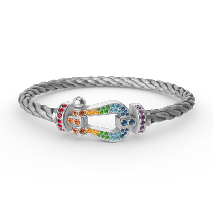 [⭐Veyra]FORC LARGE HORSESHOE  COLORED DIAMOND BRACELET SILVER