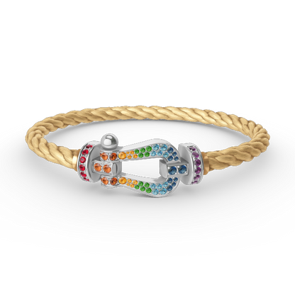 [⭐Veyra]FORC LARGE HORSESHOE  COLORED DIAMOND BRACELET SILVER